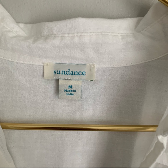 Sundance cotton lace sleeve eyelet balloon sleeve flowy blouse white size medium - Picture 3 of 6